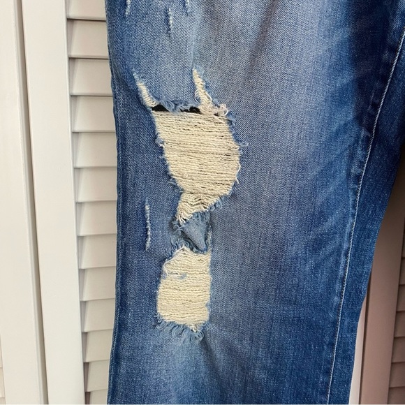 Hudson Zoeey High Rise Deep Cuff Straight Leg Distressed Blue Jeans Size 31 - Picture 4 of 10